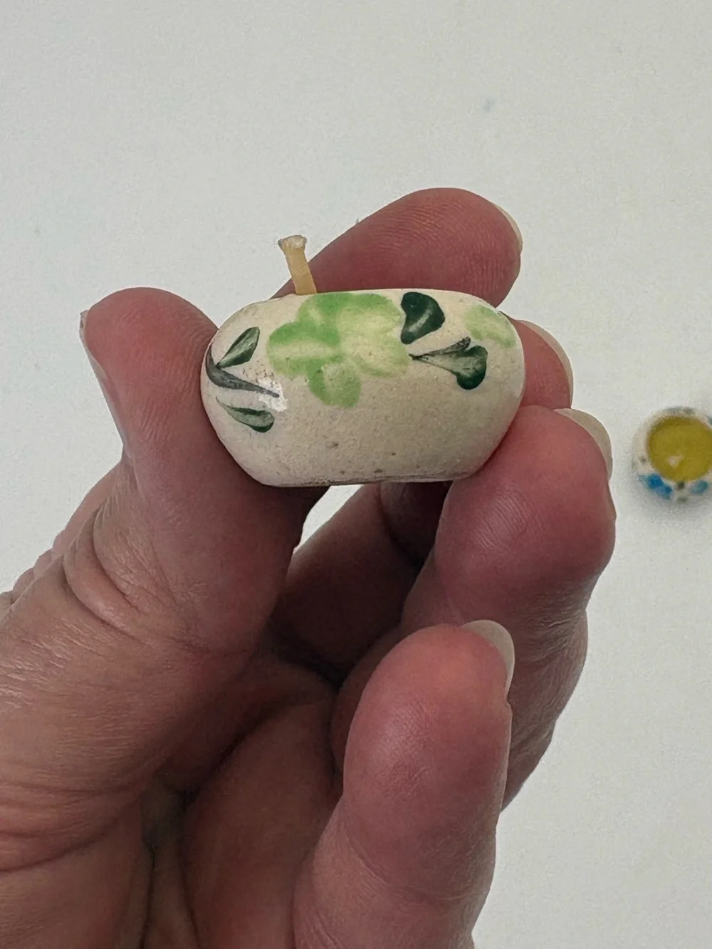 Adorable Hand-Painted Pottery Mini Candles with Floral Accents - Set of 5